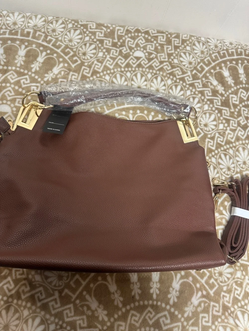 Dasein Hobo shoulder/ Crossbody Bag in soft faux leather with accent Rhinestones